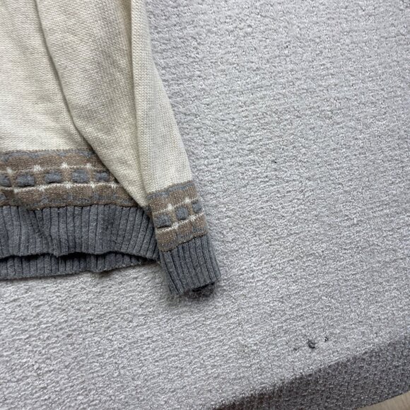 VTG Sunday's Men S Sweater Off-White / Green 3D Knit Wool Blend Canada Made - Picture 13 of 15